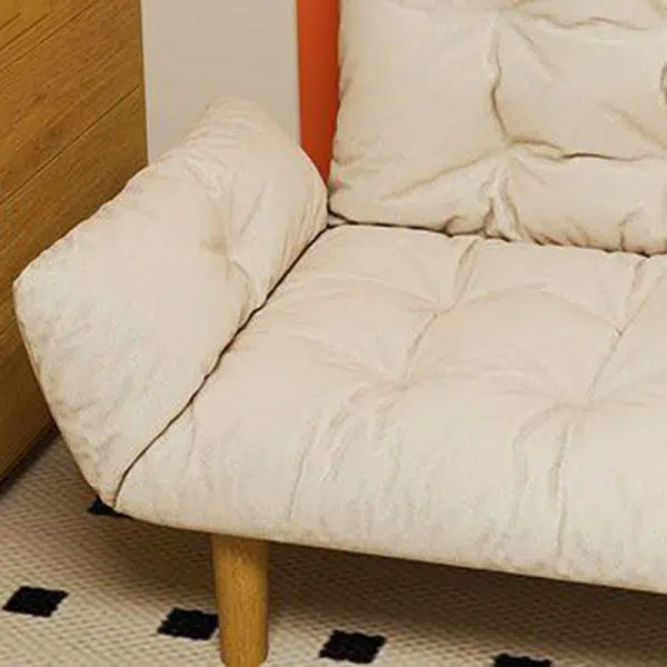 Contemporary Scandinavian Fabric Solid Wood Rectangle Lattice Cylindrical Leg Sofa Backrest Armrest For Living Room - Image 4