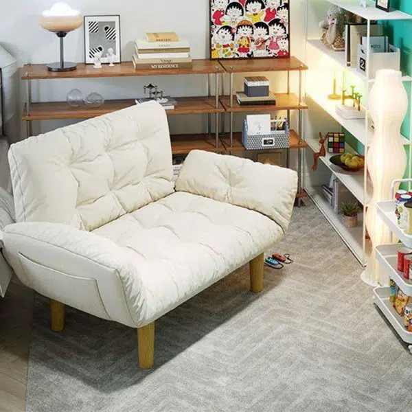 Contemporary Scandinavian Fabric Solid Wood Rectangle Lattice Cylindrical Leg Sofa Backrest Armrest For Living Room - Image 21