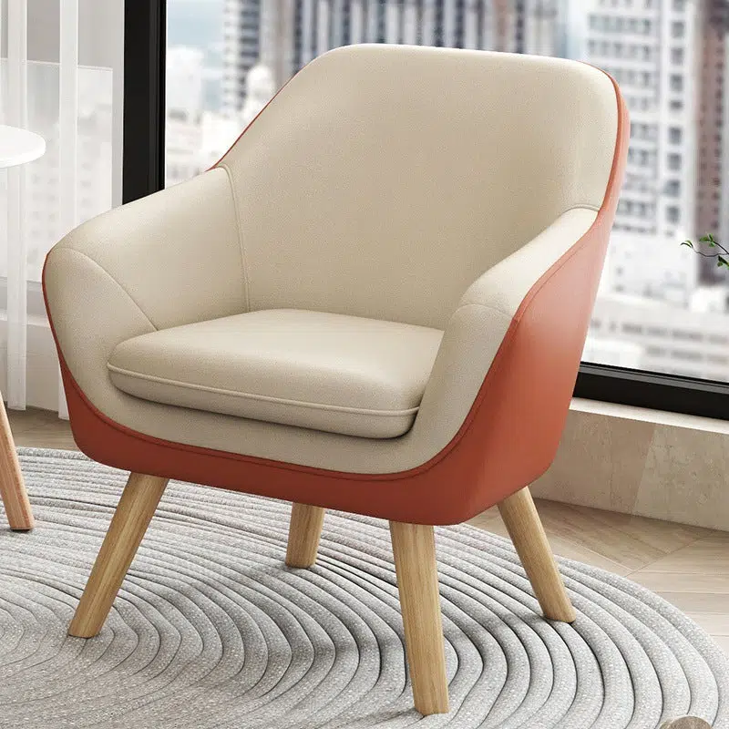 DFM-Chair-FJ00286-1-1.jpg Modern Minimalist Fabric Solid Wood Rectangular Accent Chair Backrest Armrest For Living Room - Image 1