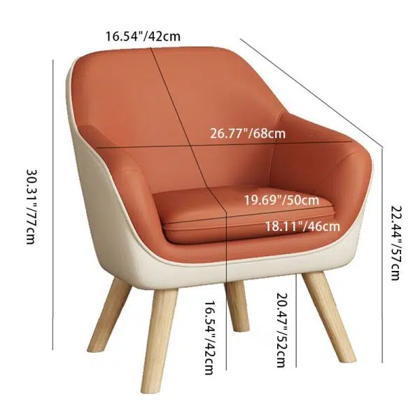 Modern Minimalist Fabric Solid Wood Rectangular Accent Chair Backrest Armrest For Living Room - Image 4