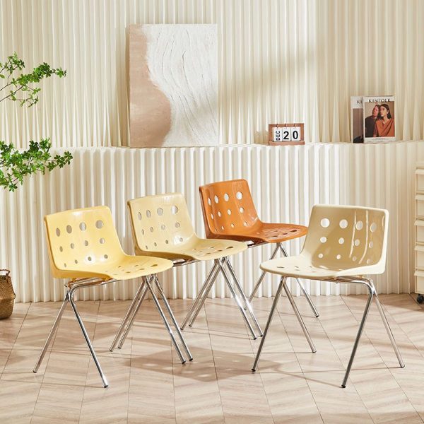 Contemporary Scandinavian PP Carbon Steel Rectangular Dining Chair Backrest For Dining Room - Image 16