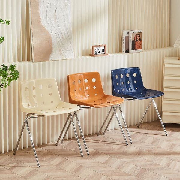 Contemporary Scandinavian PP Carbon Steel Rectangular Dining Chair Backrest For Dining Room - Image 19