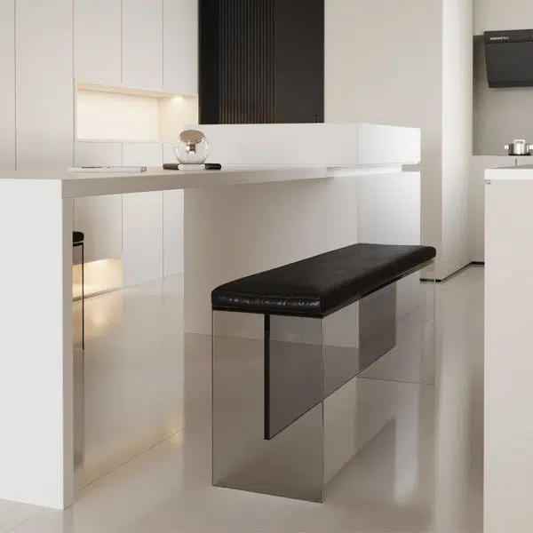 Modern Minimalist Rectangle Acrylic Leather Upholstered Bench For Entryways - Image 3