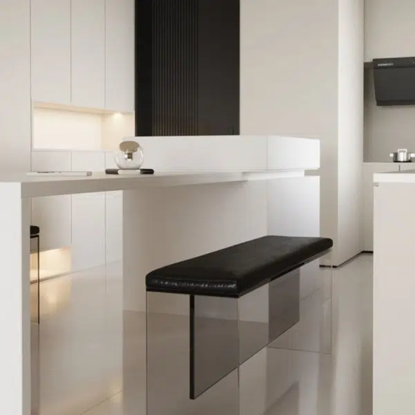 Modern Minimalist Rectangle Acrylic Leather Upholstered Bench For Entryways - Image 7