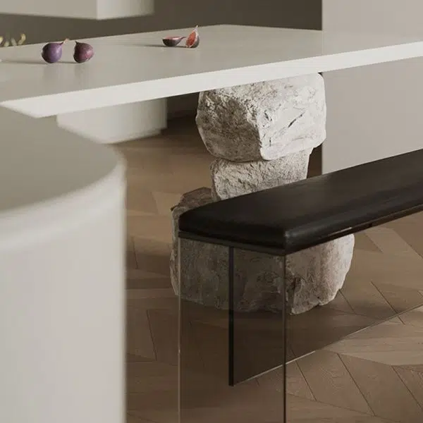 Modern Minimalist Rectangle Acrylic Leather Upholstered Bench For Entryways - Image 5