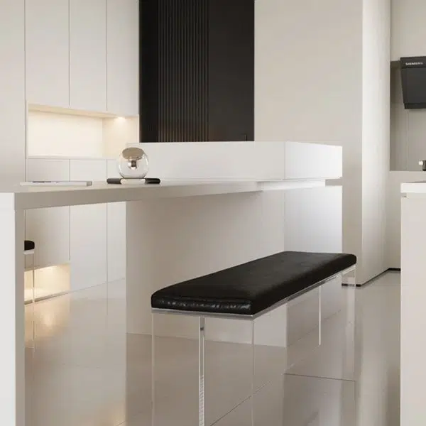 Modern Minimalist Rectangle Acrylic Leather Upholstered Bench For Entryways - Image 6