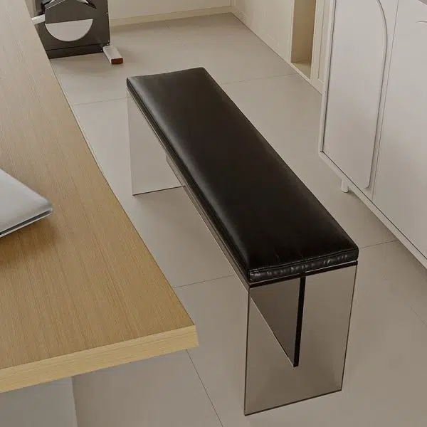 Modern Minimalist Rectangle Acrylic Leather Upholstered Bench For Entryways - Image 10