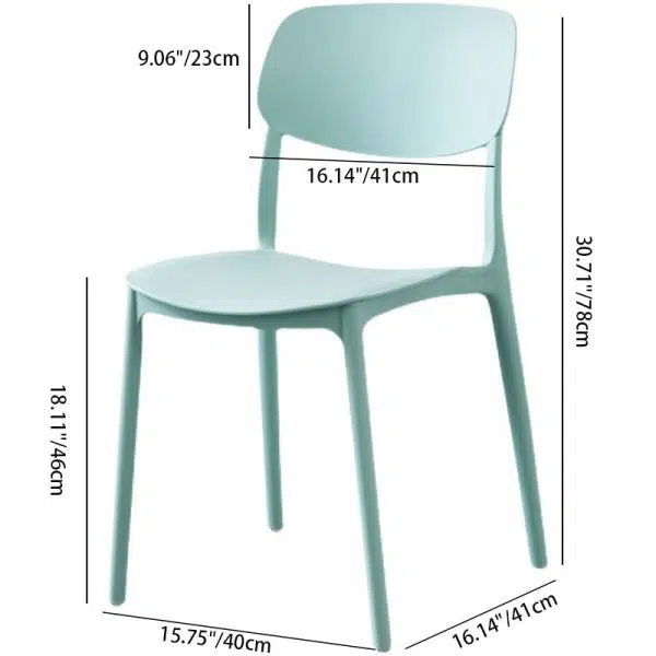 Contemporary Scandinavian Macaron Square Plastic Stackable Dining Chair Backrest For Dining Room - Image 4