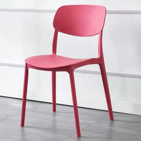 Contemporary Scandinavian Macaron Square Plastic Stackable Dining Chair Backrest For Dining Room - Image 7