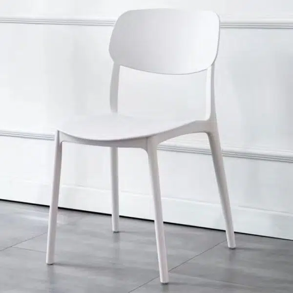 Contemporary Scandinavian Macaron Square Plastic Stackable Dining Chair Backrest For Dining Room - Image 10