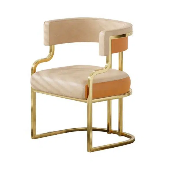 Contemporary Luxury Curved Microfiber Leather Upholstered Metal Frame Dining Chair Backrest For Dining Room - Image 23