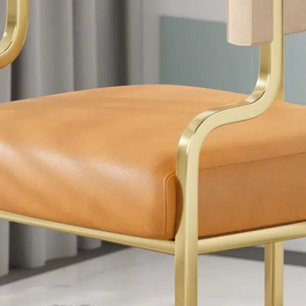 Contemporary Luxury Curved Microfiber Leather Upholstered Metal Frame Dining Chair Backrest For Dining Room - Image 5