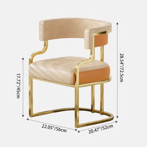 Contemporary Luxury Curved Microfiber Leather Upholstered Metal Frame Dining Chair Backrest For Dining Room - Image 4