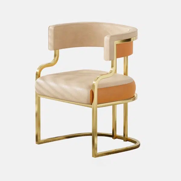 Contemporary Luxury Curved Microfiber Leather Upholstered Metal Frame Dining Chair Backrest For Dining Room - Image 22