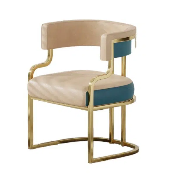 Contemporary Luxury Curved Microfiber Leather Upholstered Metal Frame Dining Chair Backrest For Dining Room - Image 24