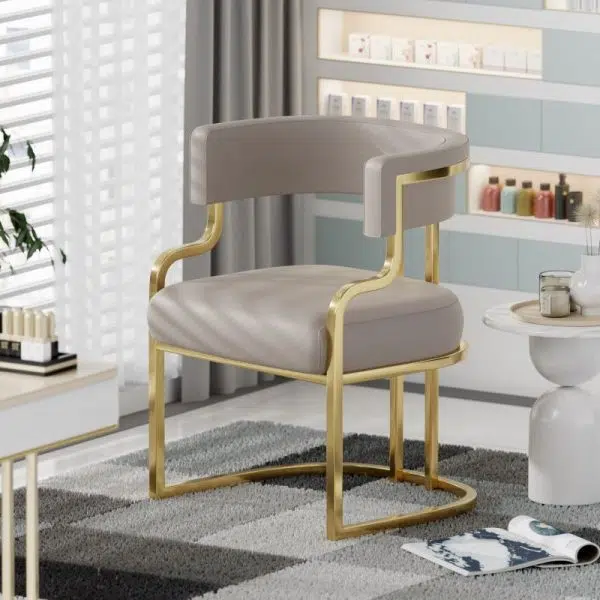 Contemporary Luxury Curved Microfiber Leather Upholstered Metal Frame Dining Chair Backrest For Dining Room - Image 7