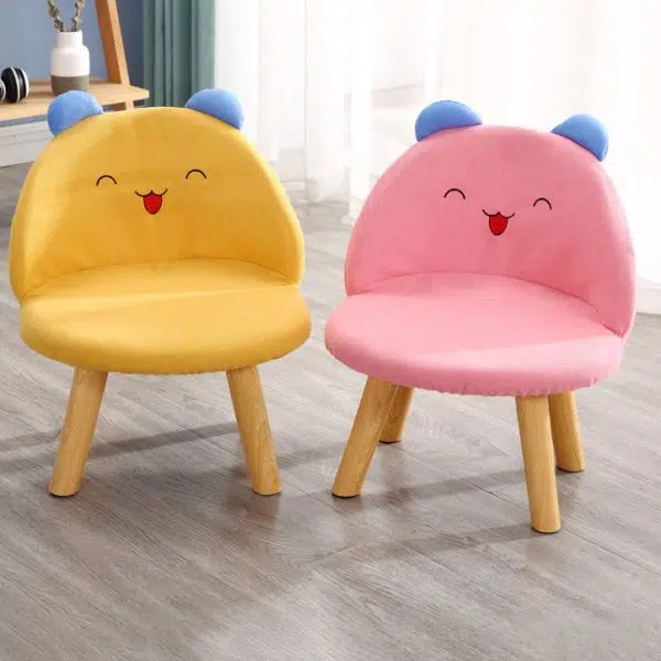 Contemporary Creative Smiley Face Cotton Linen Childlike Low Stool Backrest For Living Room - Image 9