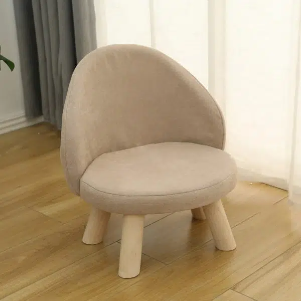 Contemporary Nordic Cotton Linen Upholstered Wood Legs Low Stool Backrest For Living Room - Image 14