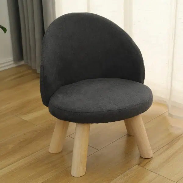 Contemporary Nordic Cotton Linen Upholstered Wood Legs Low Stool Backrest For Living Room - Image 15