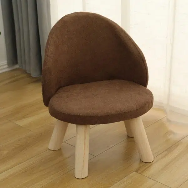 Contemporary Nordic Cotton Linen Upholstered Wood Legs Low Stool Backrest For Living Room - Image 17