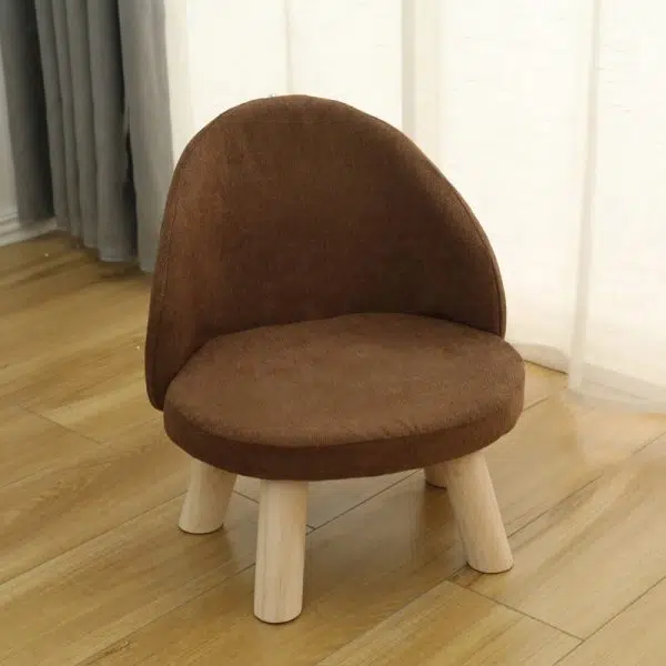 Contemporary Nordic Cotton Linen Upholstered Wood Legs Low Stool Backrest For Living Room - Image 18