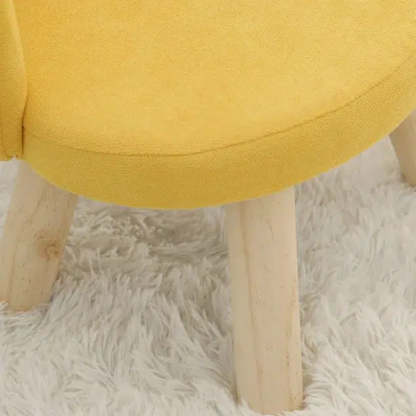 Contemporary Nordic Cotton Linen Upholstered Wood Legs Low Stool Backrest For Living Room - Image 5