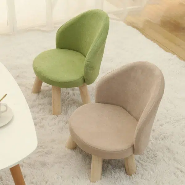 Contemporary Nordic Cotton Linen Upholstered Wood Legs Low Stool Backrest For Living Room - Image 20