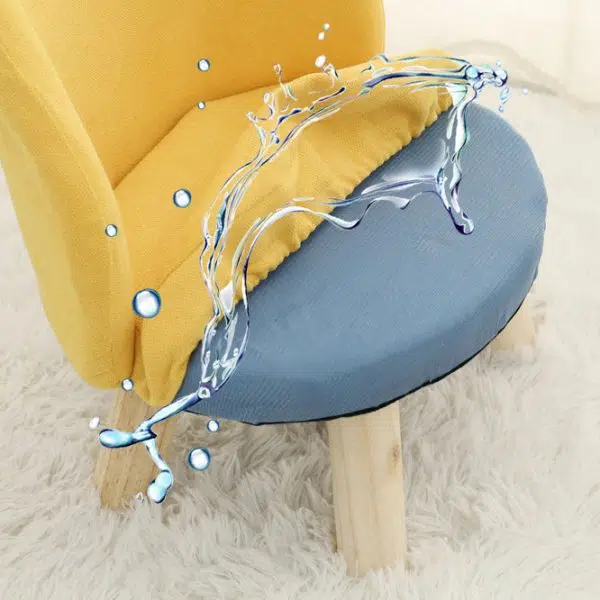 Contemporary Nordic Cotton Linen Upholstered Wood Legs Low Stool Backrest For Living Room - Image 6