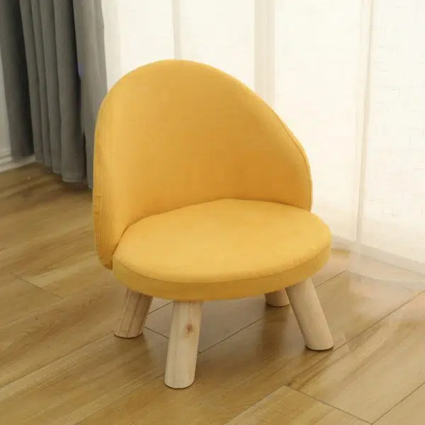 Contemporary Nordic Cotton Linen Upholstered Wood Legs Low Stool Backrest For Living Room - Image 8
