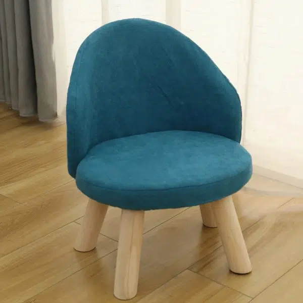 Contemporary Nordic Cotton Linen Upholstered Wood Legs Low Stool Backrest For Living Room - Image 9