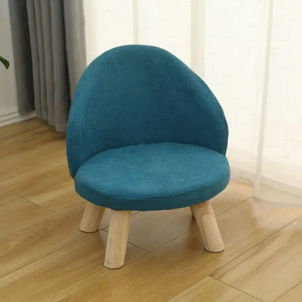 Contemporary Nordic Cotton Linen Upholstered Wood Legs Low Stool Backrest For Living Room - Image 10