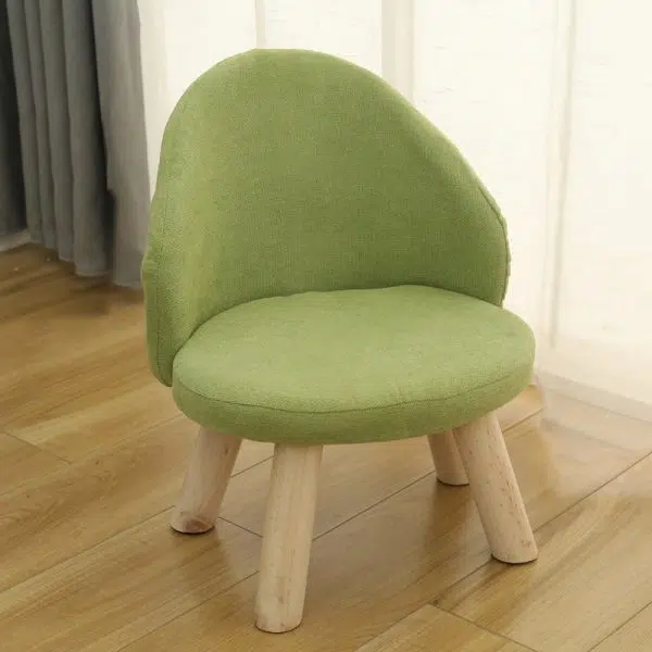 Contemporary Nordic Cotton Linen Upholstered Wood Legs Low Stool Backrest For Living Room - Image 11