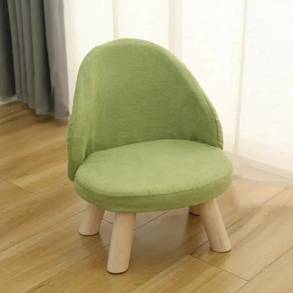 Contemporary Nordic Cotton Linen Upholstered Wood Legs Low Stool Backrest For Living Room - Image 12