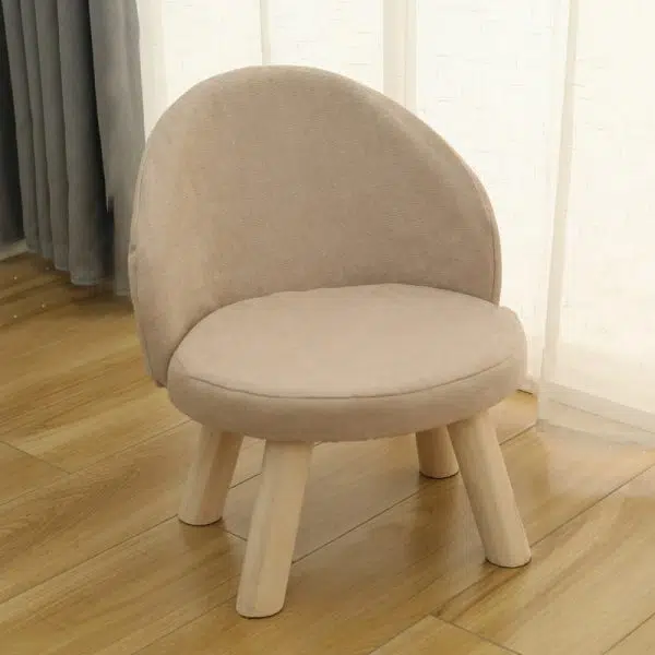 Contemporary Nordic Cotton Linen Upholstered Wood Legs Low Stool Backrest For Living Room - Image 13