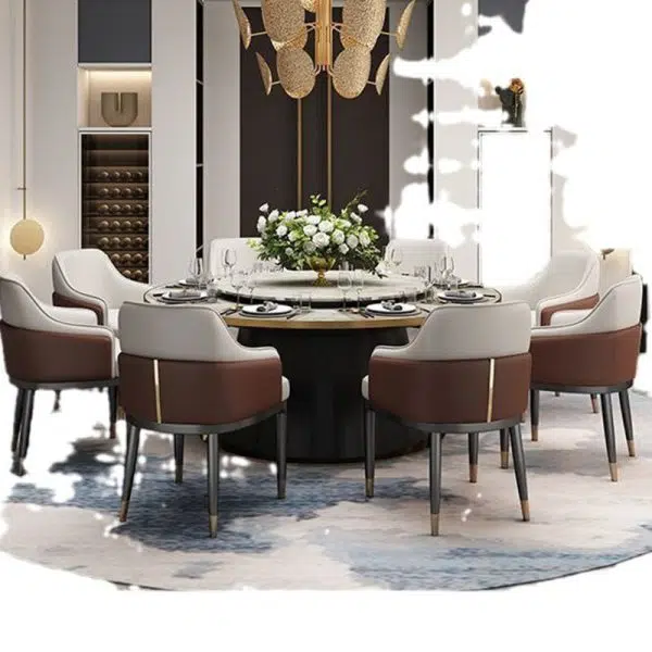 Contemporary Luxury Leather Upholstered Iron Legs Dining Chair Backrest Armrest For Dining Room - Image 16