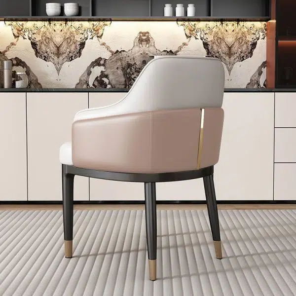 Contemporary Luxury Leather Upholstered Iron Legs Dining Chair Backrest Armrest For Dining Room - Image 10