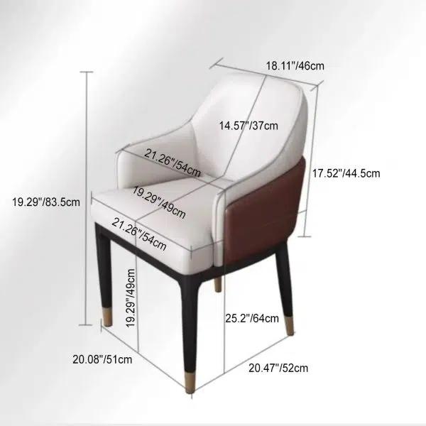 Contemporary Luxury Leather Upholstered Iron Legs Dining Chair Backrest Armrest For Dining Room - Image 4