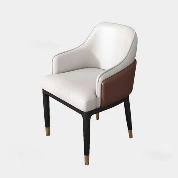 Contemporary Luxury Leather Upholstered Iron Legs Dining Chair Backrest Armrest For Dining Room - Image 17