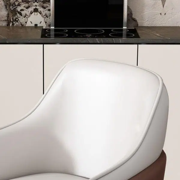 Contemporary Luxury Leather Upholstered Iron Legs Dining Chair Backrest Armrest For Dining Room - Image 6