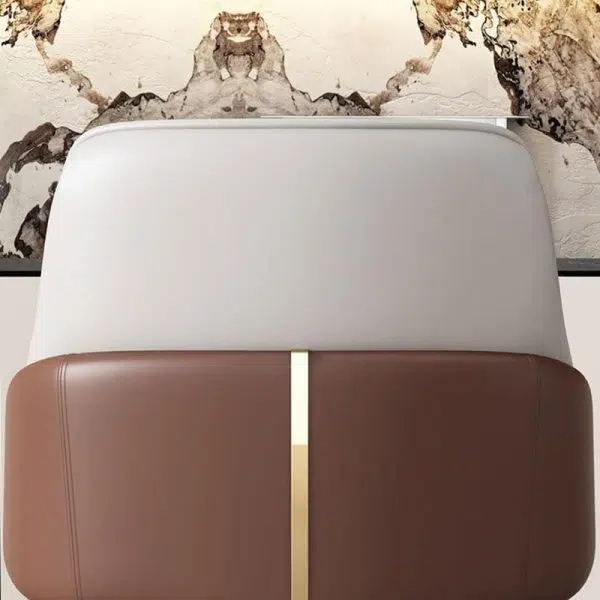 Contemporary Luxury Leather Upholstered Iron Legs Dining Chair Backrest Armrest For Dining Room - Image 7