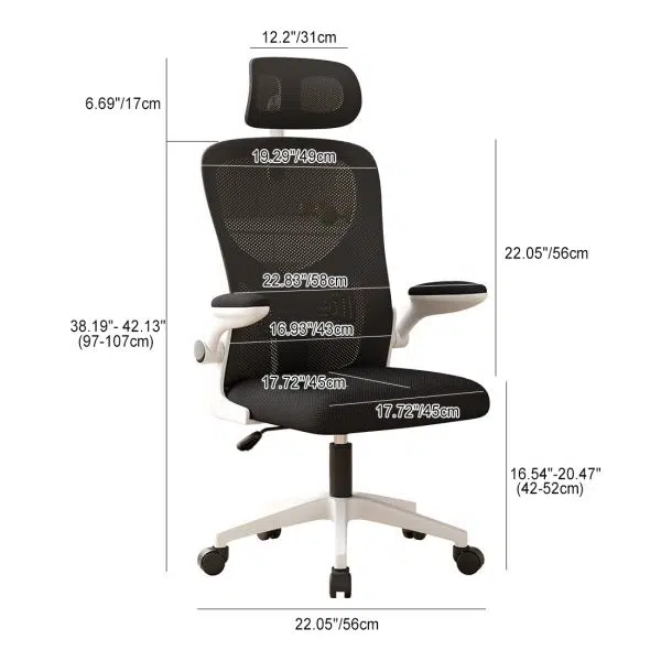 Modern Simplicity Ergonomic Adjustable Desk Chair Headrest Flip-Up Armrest For Home Office - Image 4