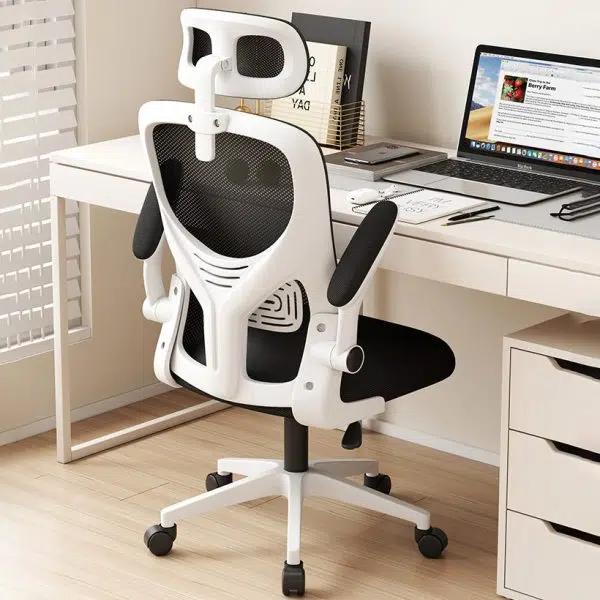 Modern Simplicity Ergonomic Adjustable Desk Chair Headrest Flip-Up Armrest For Home Office - Image 3