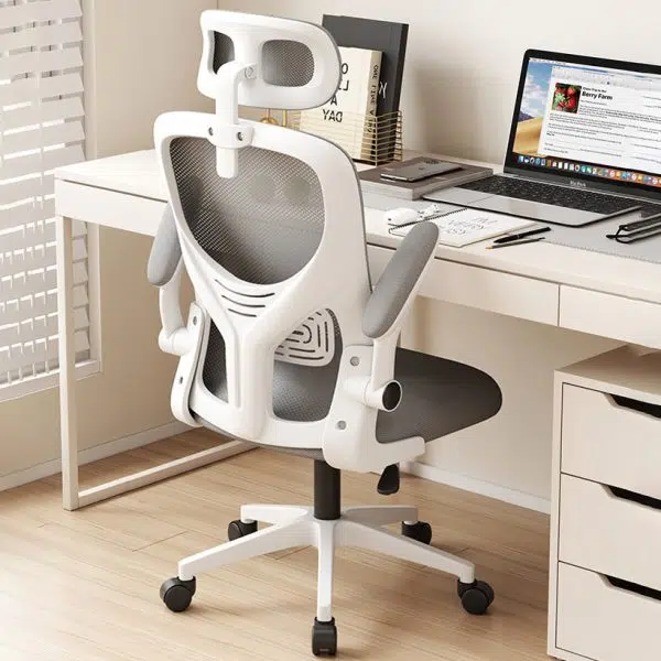Modern Simplicity Ergonomic Adjustable Desk Chair Headrest Flip-Up Armrest For Home Office - Image 10