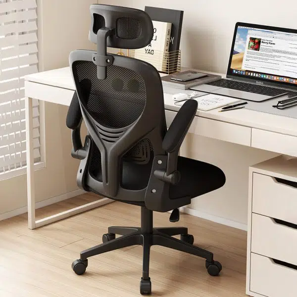 Modern Simplicity Ergonomic Adjustable Desk Chair Headrest Flip-Up Armrest For Home Office - Image 11