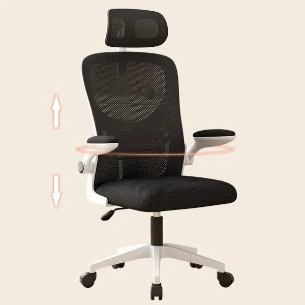 Modern Simplicity Ergonomic Adjustable Desk Chair Headrest Flip-Up Armrest For Home Office - Image 13