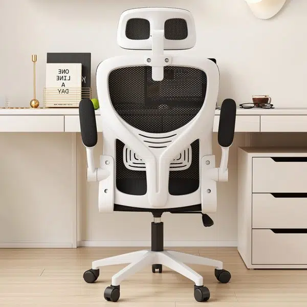 Modern Simplicity Ergonomic Adjustable Desk Chair Headrest Flip-Up Armrest For Home Office - Image 12
