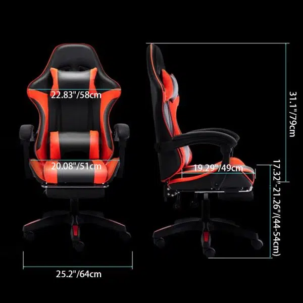 Modern Simplicity Leather Adjustable Swivel Gaming Chair High Back Armrest For Home Office - Image 4