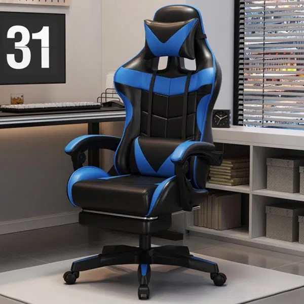 Modern Simplicity Leather Adjustable Swivel Gaming Chair High Back Armrest For Home Office - Image 9