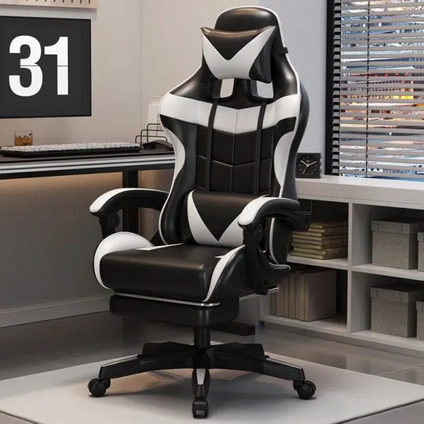 Modern Simplicity Leather Adjustable Swivel Gaming Chair High Back Armrest For Home Office - Image 10