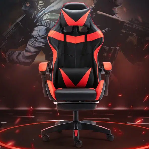 Modern Simplicity Leather Adjustable Swivel Gaming Chair High Back Armrest For Home Office - Image 6